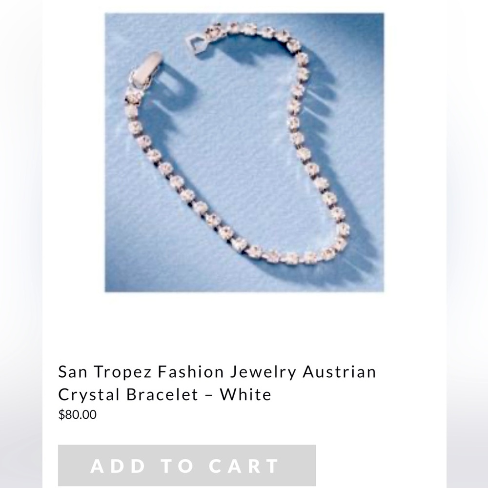 14K White Gold Plated San Tropez Crystal Tennis Bracelet